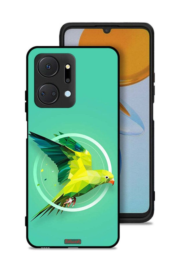 غطاء حماية لهاتف Honor X7a بتصميم فن تجريدي ببغاء