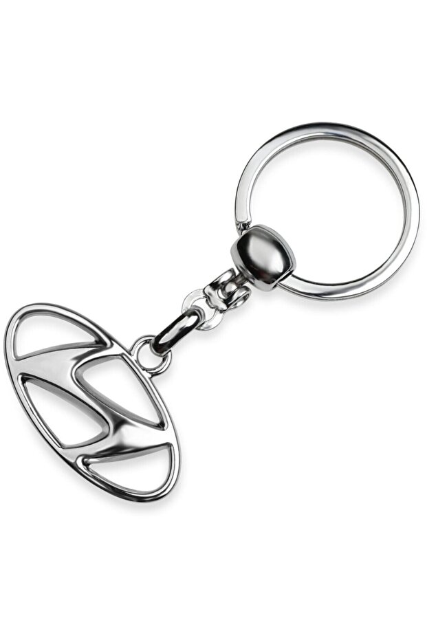 1.Quality - Metal Car Keychain with Hyundai Logo - Chrome Plated