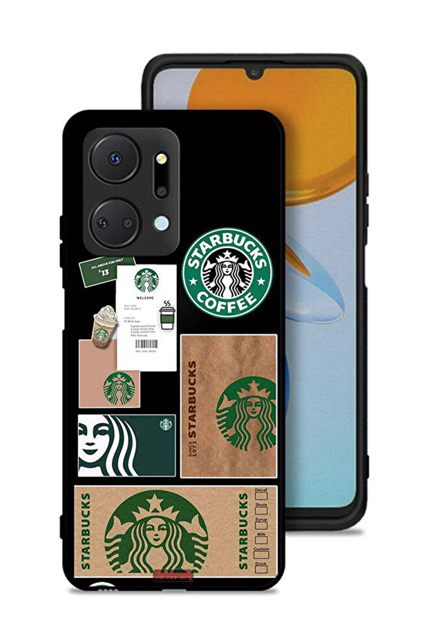 غطاء حماية لهاتف Honor X7a بملصق ستاربكس