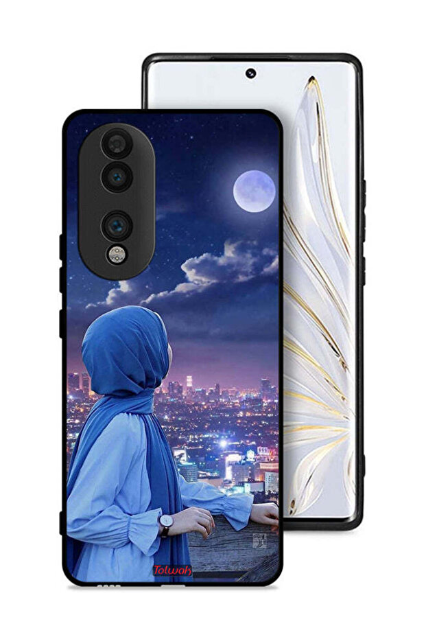 Honor 70 Protective Case Cover Looking At Moon Hijab Girl