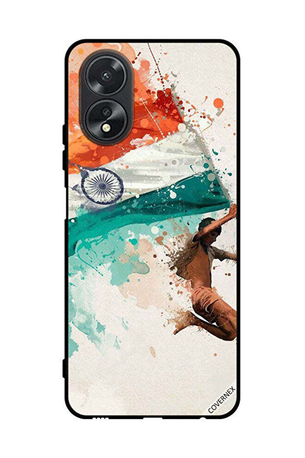 غطاء حماية لهاتف Oppo A38 يحمل علم الهند أثناء الطيران