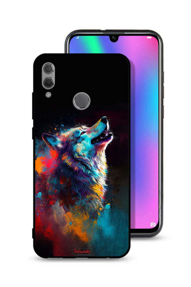 غطاء حماية لهاتف Honor 10 Lite بتصميم ذئب ملون