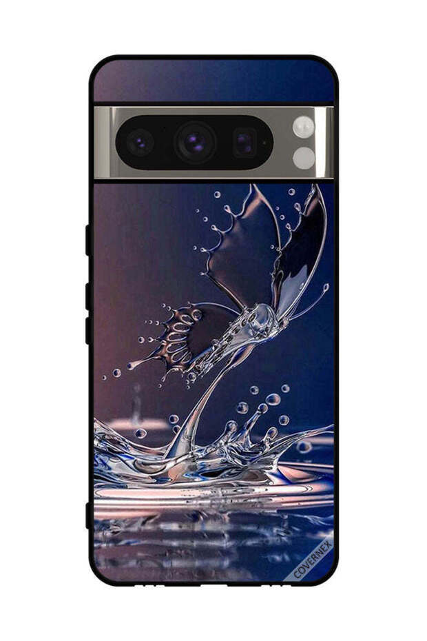 غطاء حماية لهاتف Google Pixel 8 Pro - قطرات الماء - فراشة
