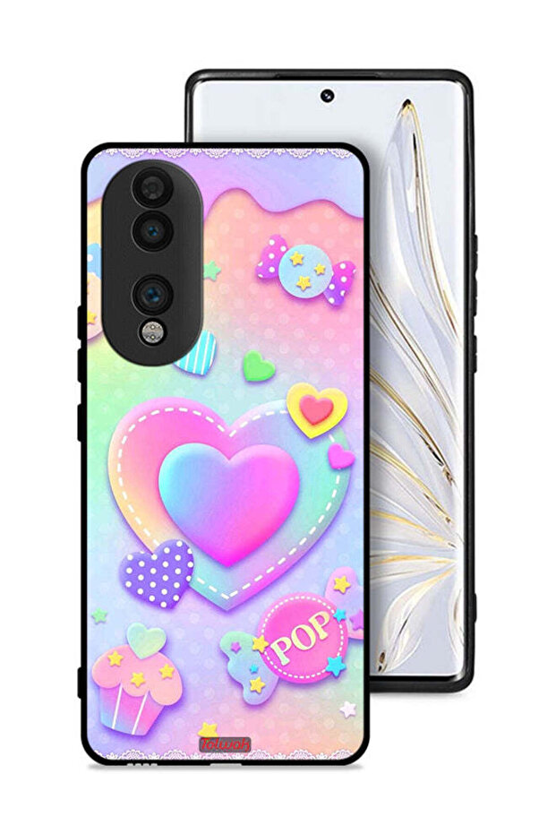غطاء حماية لهاتف Honor 70 برسومات قلوب البوب