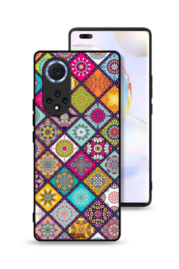 غطاء حماية لهاتف Honor 50 Pro بنمط مربعات ماندالا