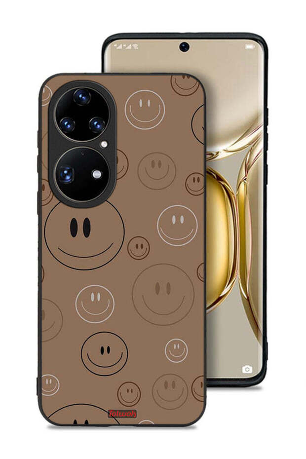 غطاء حماية لهاتف هواوي بي 50 برو بنقشة وجوه مبتسمة - 1