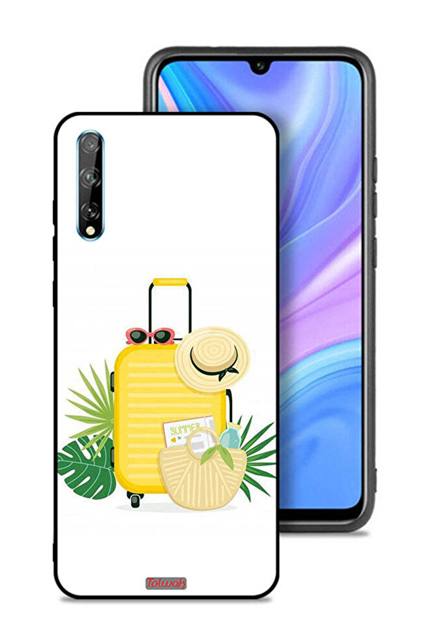 غطاء حماية لهاتف Huawei Y8p بتصميم فني رقمي صيفي