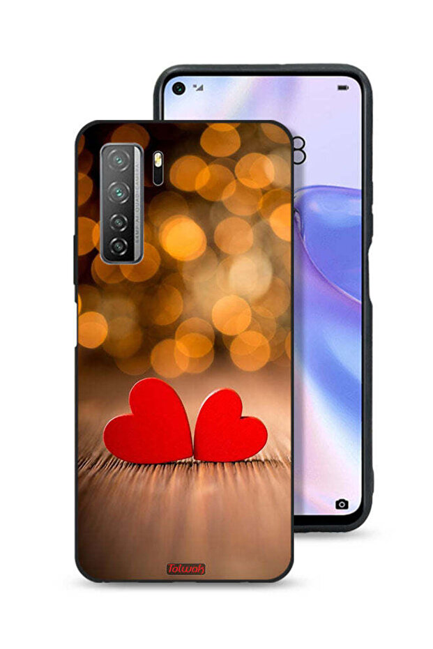غطاء حماية لهاتف هواوي بي 40 لايت 5G بتصميم قلبين جميلين