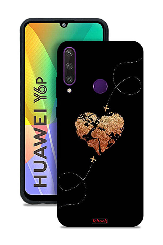 Huawei Y6p Protective Case Cover Airplanes Touching Heart