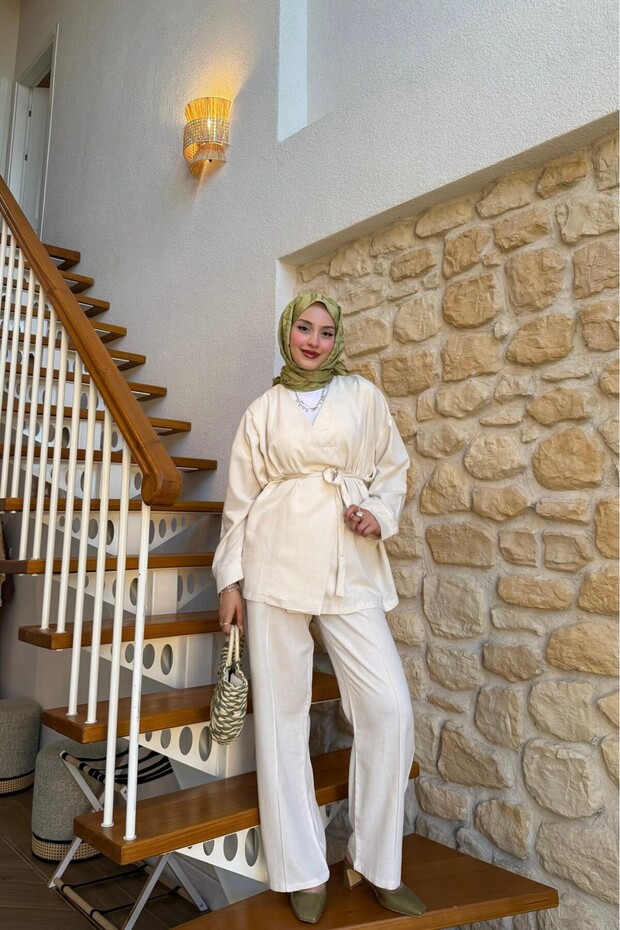 بدلة كتان بزر واحد - 2