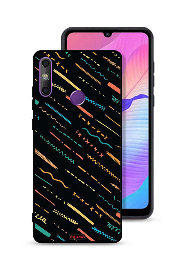 Huawei Enjoy 20e Protective Case Cover X Lines Abstract Pattern