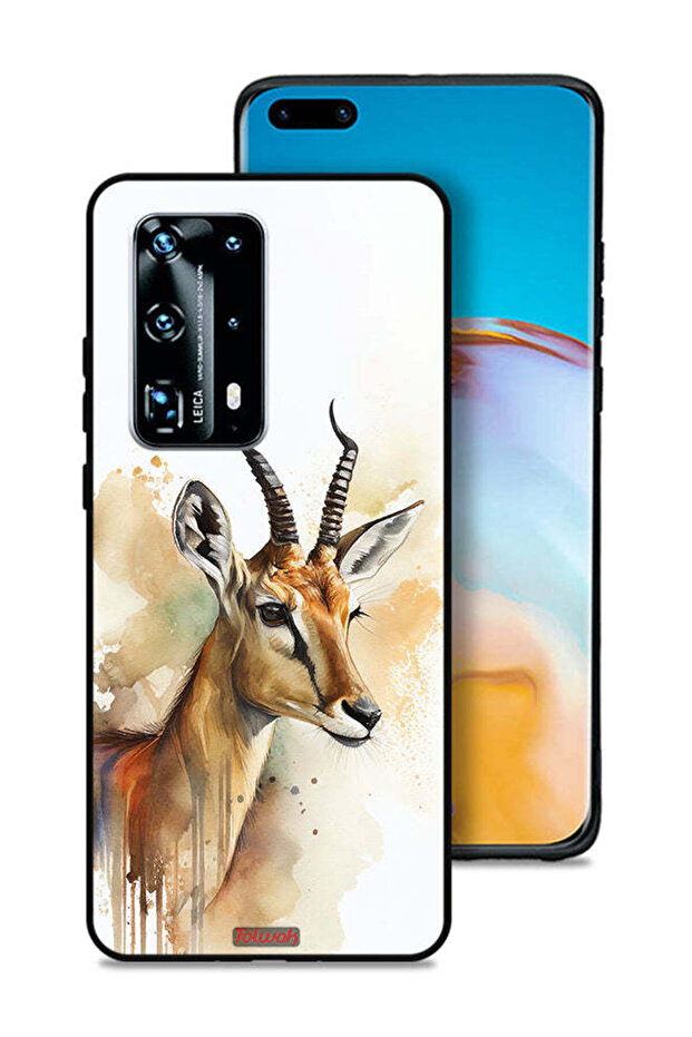 غطاء حماية لهاتف هواوي P40 Pro Plus 5G بتصميم فن تجريدي من الغزلان