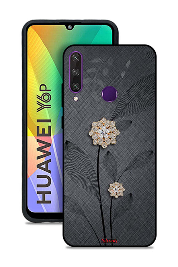 Huawei Y6p Protective Case Cover Diamond Flowers Art