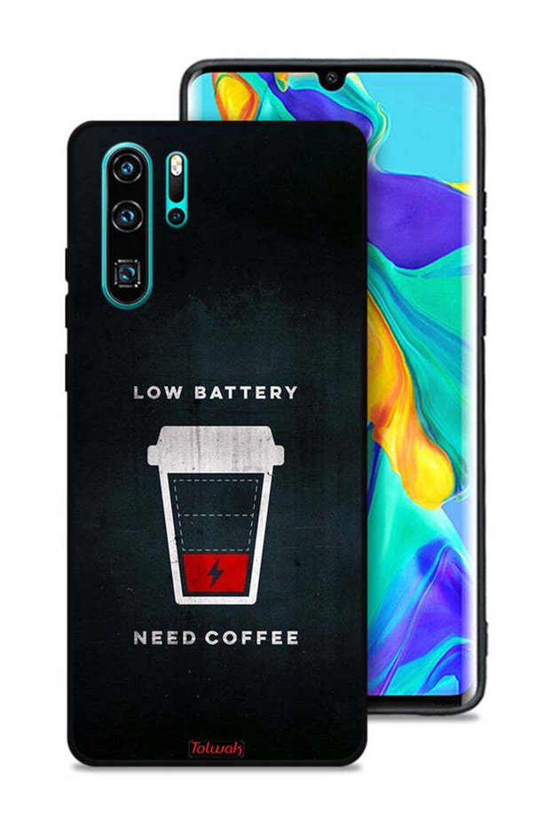 غطاء حماية لهاتف Huawei P30 Pro - بطارية منخفضة - يحتاج إلى قهوة