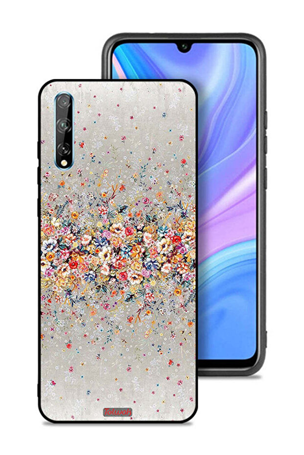 غطاء حماية لهاتف Huawei Y8p برسومات زهور صغيرة وفن تجريدي