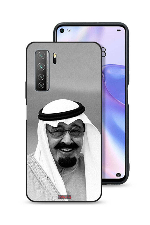 غطاء حماية لهاتف هواوي بي 40 لايت 5G صورة الملك عبدالله مبتسماً
