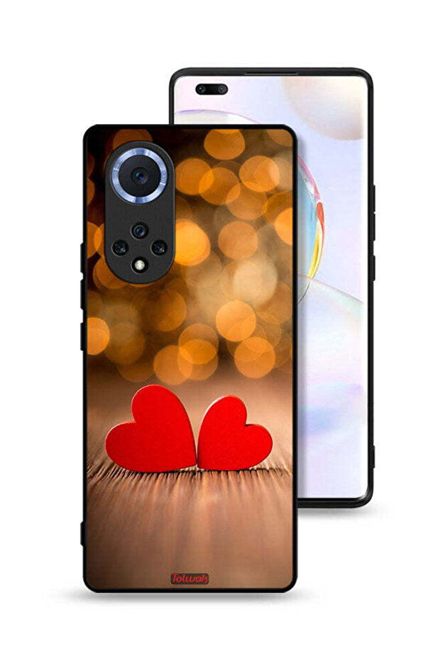 غطاء حماية لهاتف Honor 50 Pro بتصميم قلبين جميلين