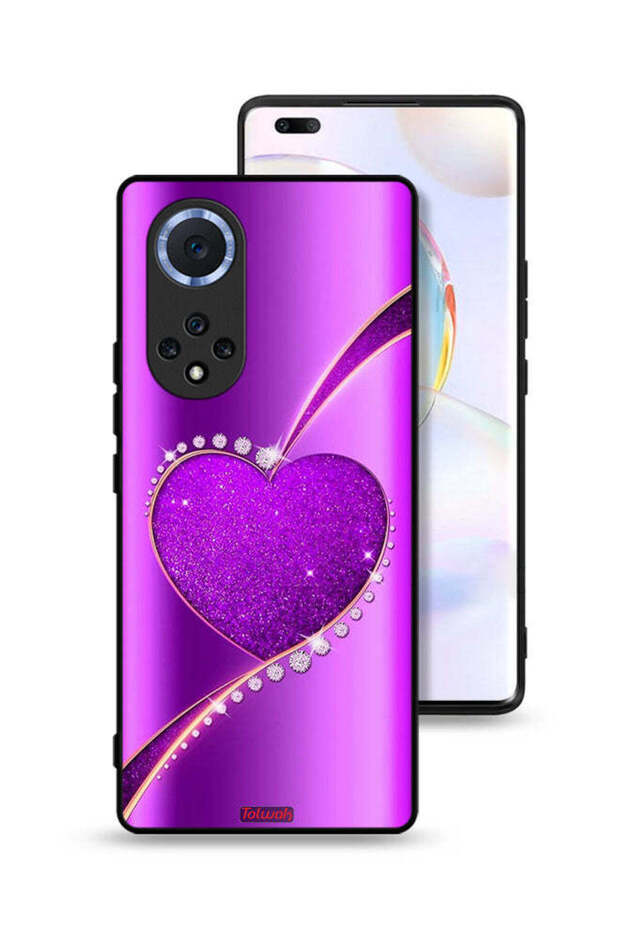 غطاء حماية لهاتف Honor 50 Pro بتصميم قلب لامع