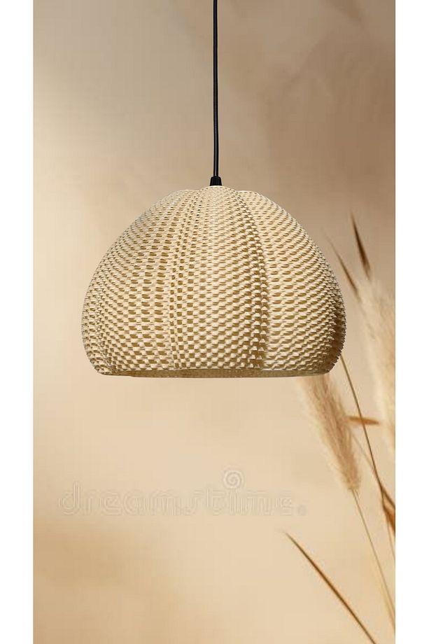 Verda Hasır Renk Rattan Görünümlü Tekli Avize , Pinterest Tarzı Tekli Sarkıt Avize (Bioplastik) E27 - 1