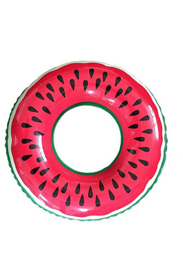 Inflatable ring, PVC, Watermelon pattern, Diameter 110 cm, Green/Red - 1
