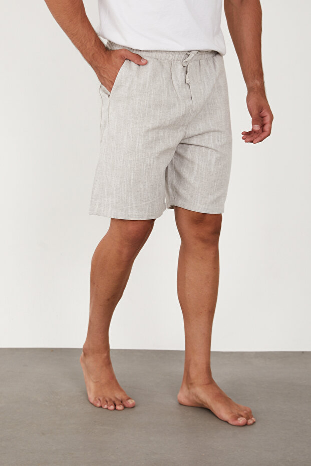 Men's Linen Shorts Elastic Waist Baggy Relaxed Fit
