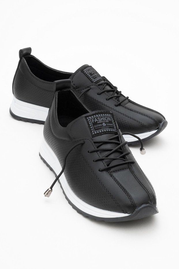 Women's Lace-Up Casual Shoes Black Skin