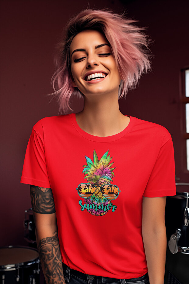 Stil-X Summer Time Temali Bicycle Collar 100% Cotton Women's Tshirt