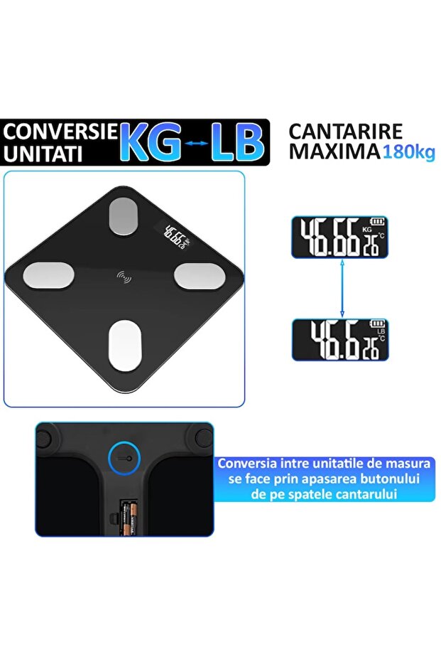 Intelligent Electronic Scale With Application, Smart, Body, Black - 7