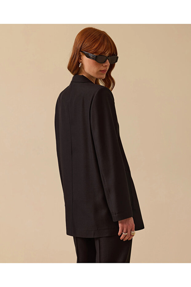 Tek Düğmeli Oversize Ceket - 4