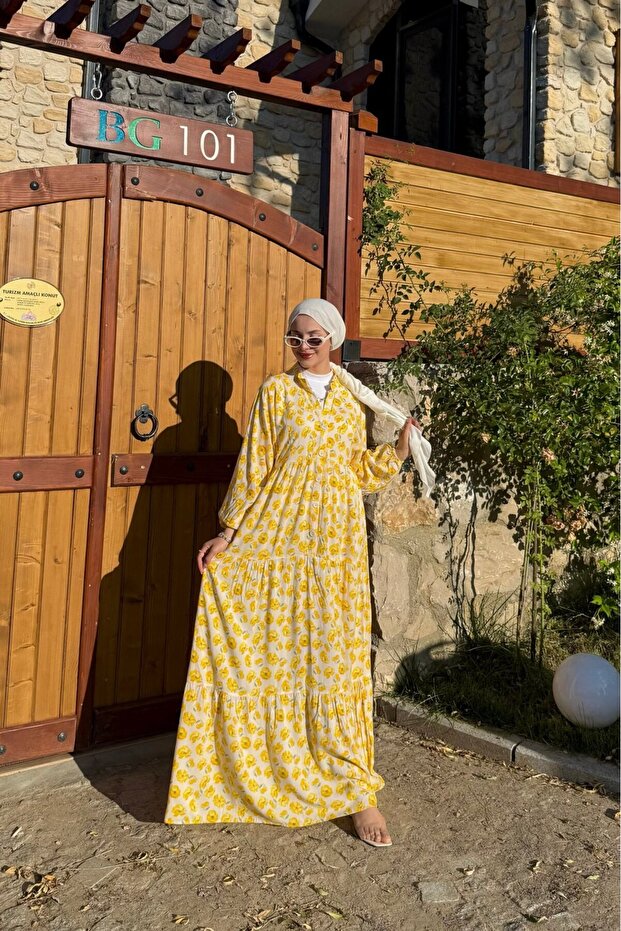 Renkli Viskon Elbise - 3