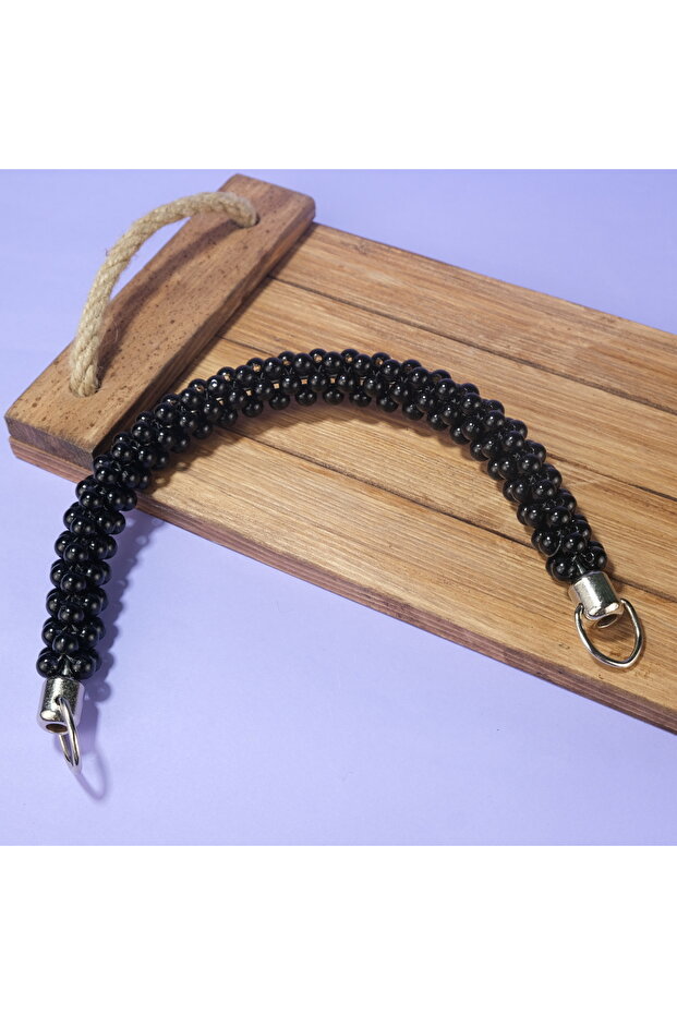 Black Pearl Beaded Bag Handle