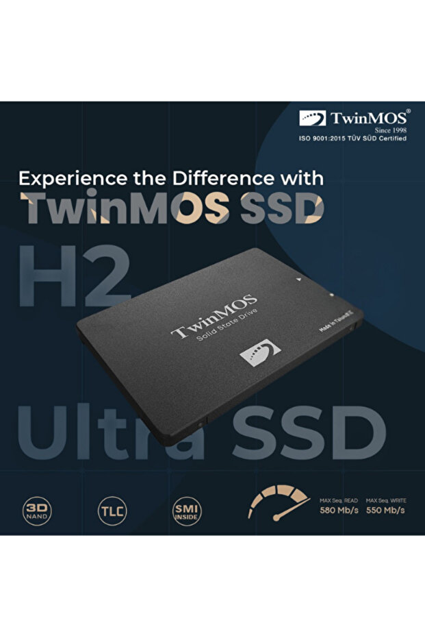 TwinMOS 512GB SATA3 SSD 580MB Okuma 550MB Yazma Hızlı Dayanıklı Sistem Yükseltme ve Depolama