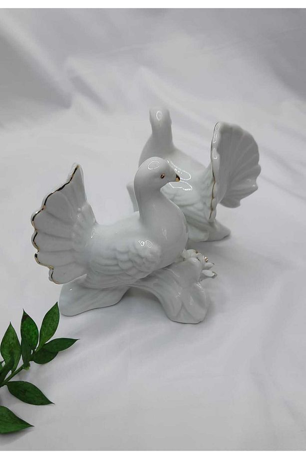 Beyaz Çift Güvercin Dekoratif Biblo - 4