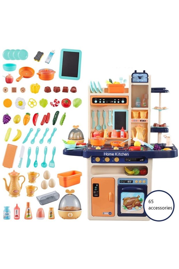 Mappy Kitchen with 65 accessories, lights and sound, Navy Blue