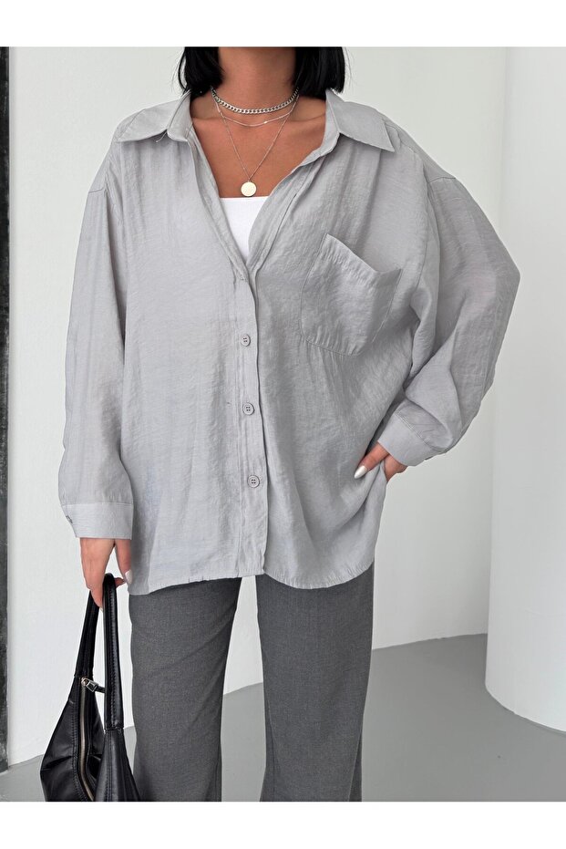 Oversize Kadın Gömlek - 4