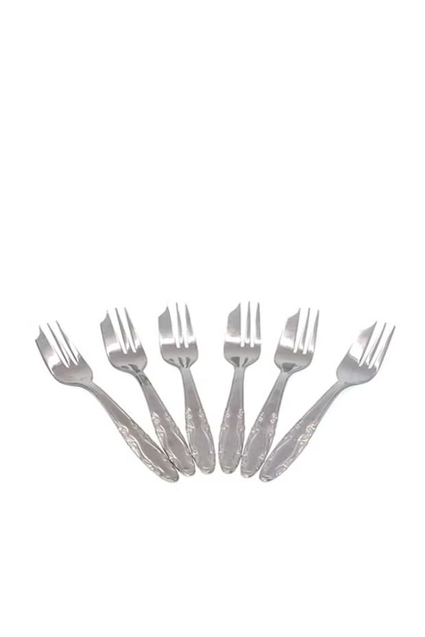 6-Piece Silver Cake Fork Set – Elegant Cutlery