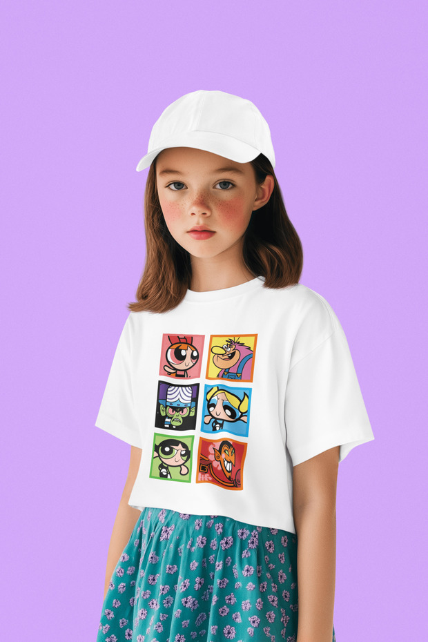 Power Puff Girls Printed Unisex Cartoon Children's T-Shirt (Age 1-12)