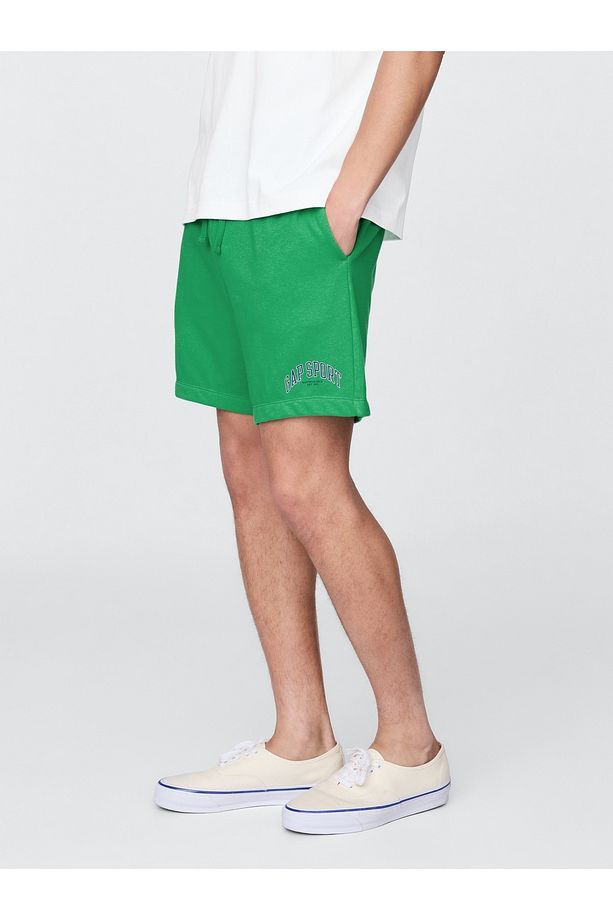 Erkek Yeşil Relaxed Gap Logo Grafik Şort - 4
