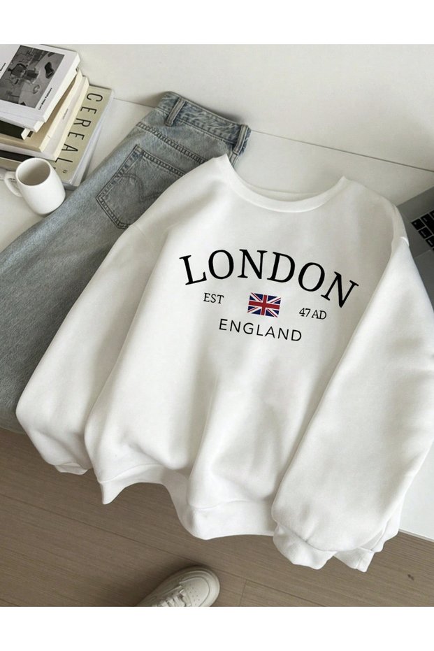 Unisex Women/Men London Custom Colorful Oversize Crew Neck Cotton Sweatshirt