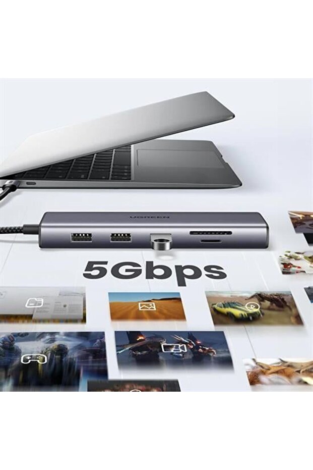 UGREEN 15600 Type-C to 3*USB 3.0 4K/30Hz HDMI VGA Ethernet SD TF Kart Okuyucu Hub Adaptör - 6
