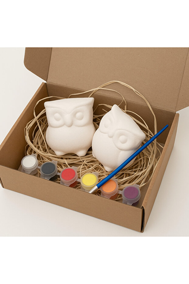 Seramik Baykuş Boyama Seti - 3