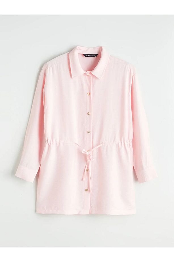 LCW Modest Pembe Bağcıklı Kadın Gömlek Tunik - 5
