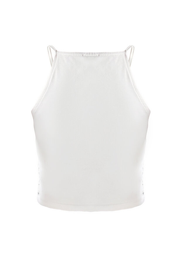 Bej Kroşe Detaylı Crop Dokuma Bluz TWOSS25BZ00579 - 8