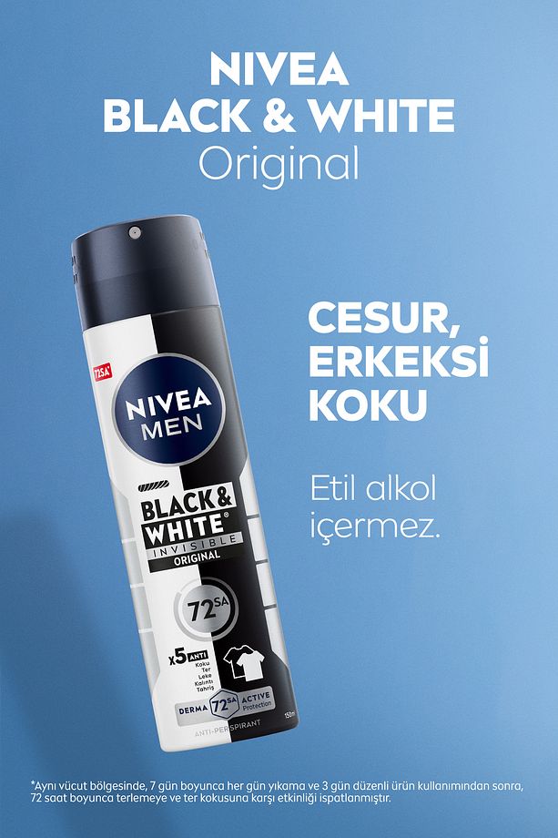 MEN Erkek Sprey Deodorant Black&White Invisible Original 200ml, 72 Saat Anti-perspirant, X3 Adet - 4