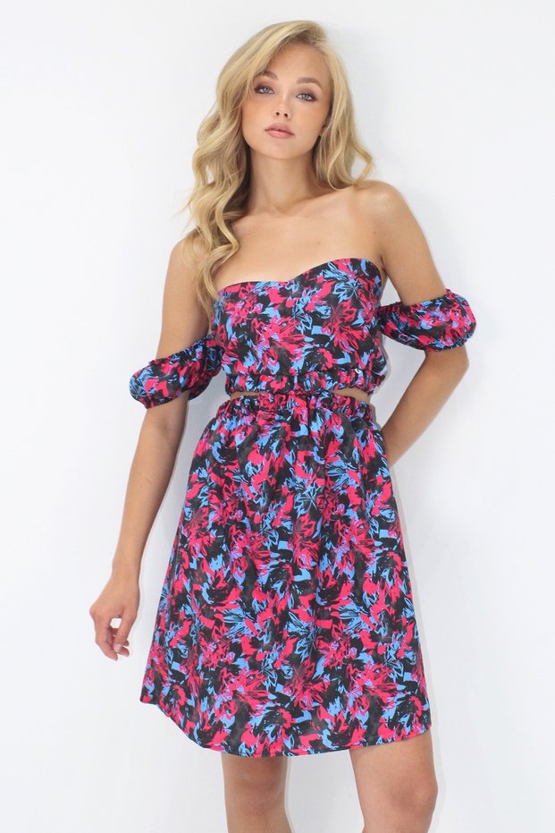Women's Black Kiss Collar Out-Cut Cutout Patterned Poplin Dress Alc-X14221