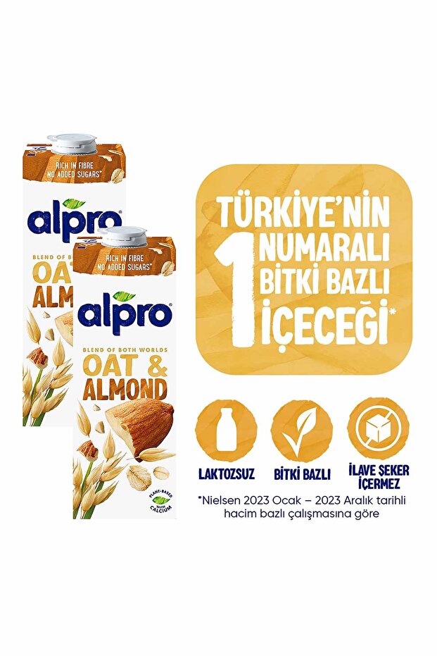 Yulaf Badem Sütü 2x1 L Vegan Laktozsuz Bitkisel Bazlı - 1