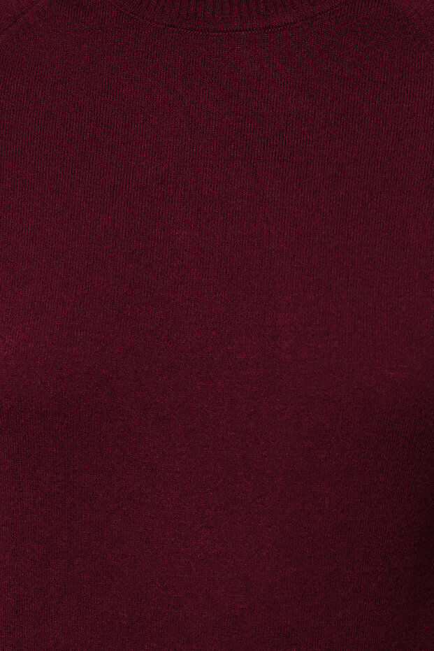 Bordo Merserize Görünümlü Premium İplik/Özel İplik Basic İnce Triko Bluz TWOAW24BZ00005 - 6
