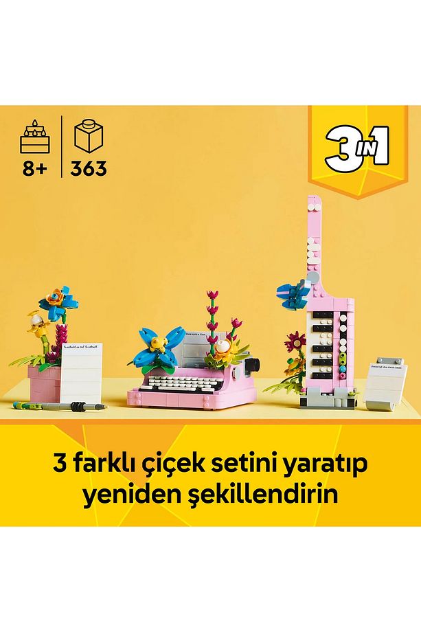 ® Creator 3’ü 1 Arada Çiçekli Daktilo 31169 - 8+ Yaratıcı Oyuncak Yapım Seti (363 Parça) - 6