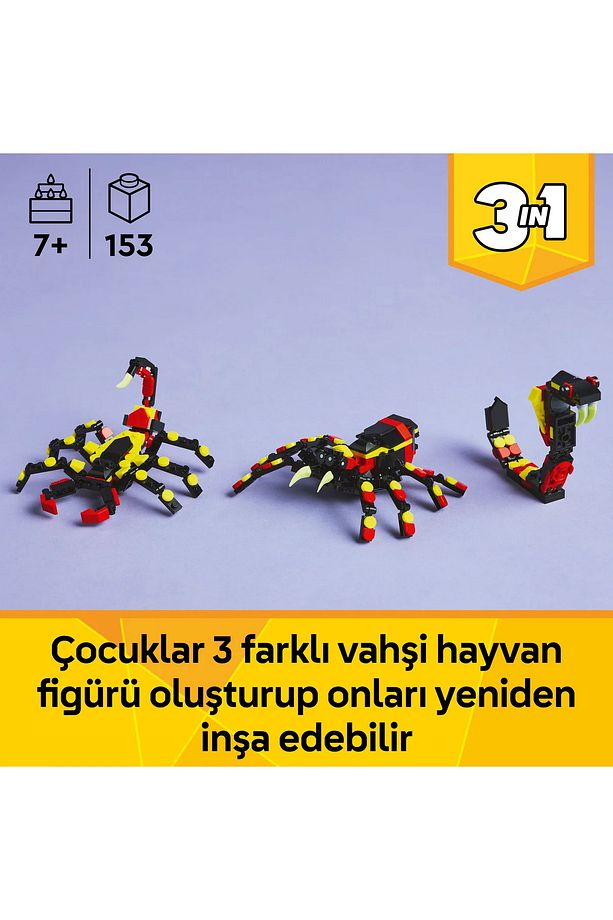 ® Creator 3’ü 1 Arada Vahşi Hayvanlar: Şaşırtıcı Örümcek 31159 - 7+ Oyuncak Yapım Seti (153 Pr) - 6