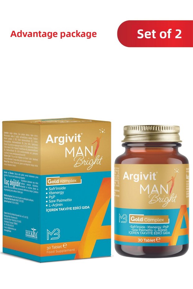 Man Bright Gold Complex 2 Pack - 30 Tablets with Biotin, Niacin, Zinc Supplement